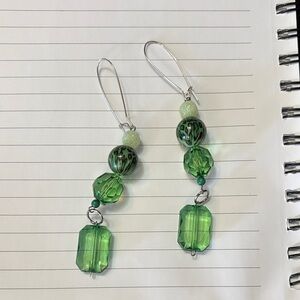 Elegant Green Beaded Earrings